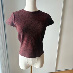 Jessica Burgundy Short Sleeve Top